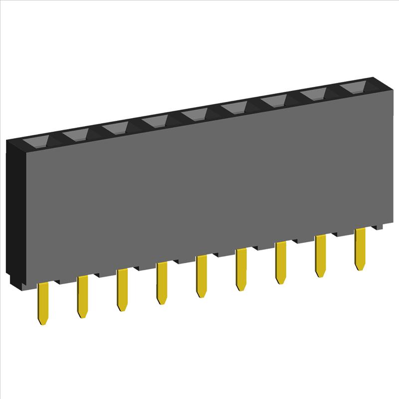 2.54mm PCB Socket Single Row Three Sides Contact Straight Dip Type.(H=8.5)